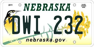 NE license plate DWI232