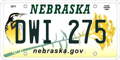 NE license plate DWI275