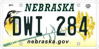 NE license plate DWI284