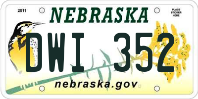 NE license plate DWI352