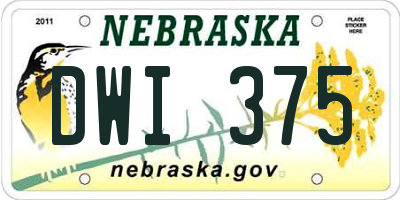 NE license plate DWI375