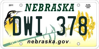 NE license plate DWI378