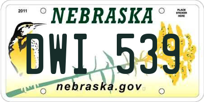 NE license plate DWI539