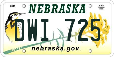 NE license plate DWI725