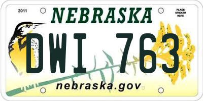 NE license plate DWI763