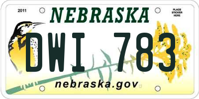 NE license plate DWI783