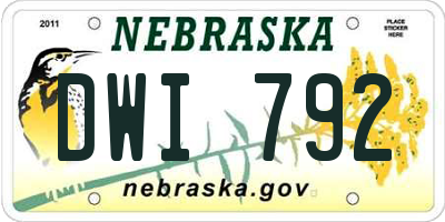 NE license plate DWI792