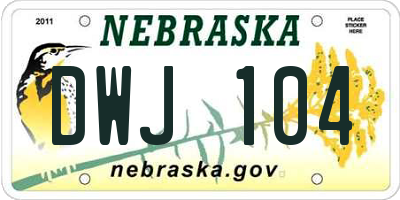 NE license plate DWJ104