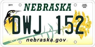 NE license plate DWJ152