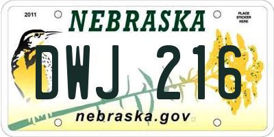 NE license plate DWJ216