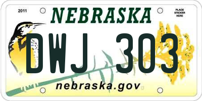NE license plate DWJ303