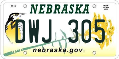 NE license plate DWJ305