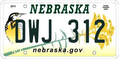 NE license plate DWJ312