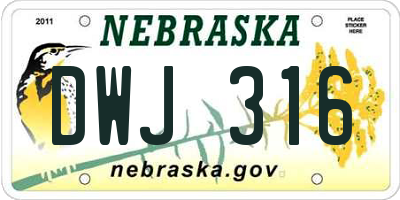 NE license plate DWJ316