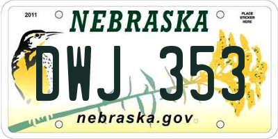 NE license plate DWJ353