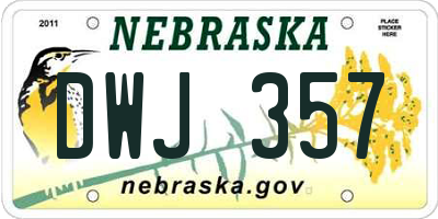 NE license plate DWJ357