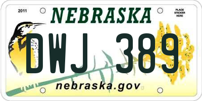 NE license plate DWJ389