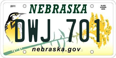 NE license plate DWJ701