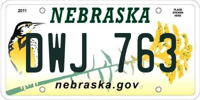 NE license plate DWJ763