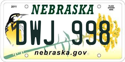 NE license plate DWJ998