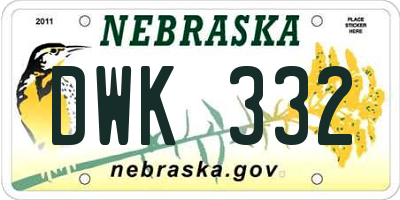 NE license plate DWK332