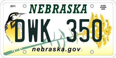 NE license plate DWK350