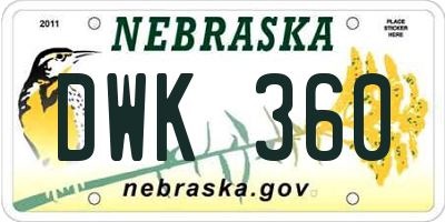 NE license plate DWK360