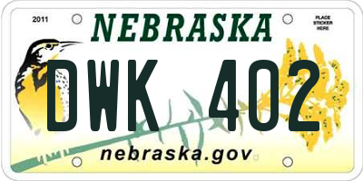 NE license plate DWK402