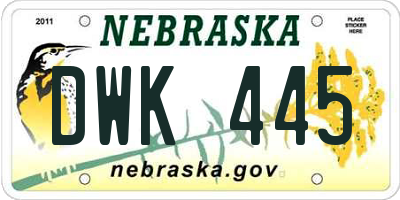 NE license plate DWK445