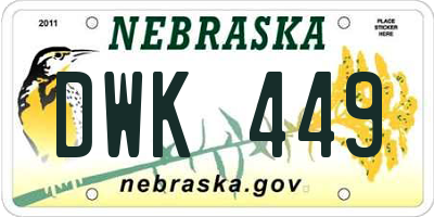 NE license plate DWK449