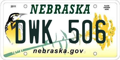 NE license plate DWK506