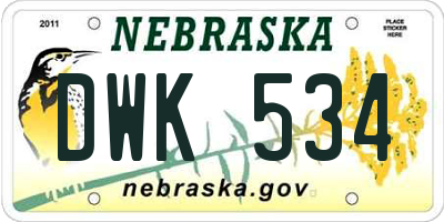 NE license plate DWK534