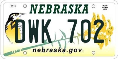 NE license plate DWK702