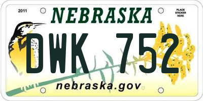 NE license plate DWK752
