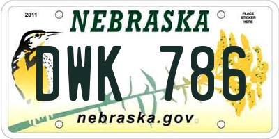NE license plate DWK786