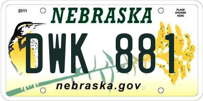 NE license plate DWK881