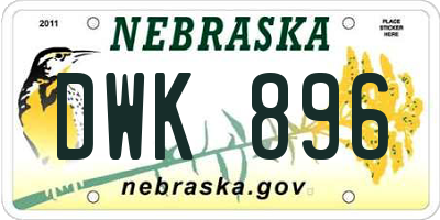 NE license plate DWK896
