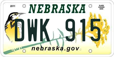 NE license plate DWK915