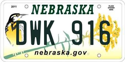 NE license plate DWK916
