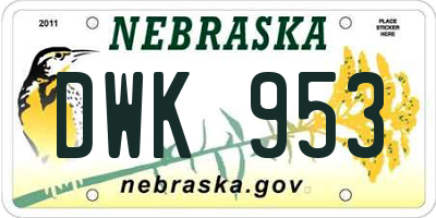 NE license plate DWK953