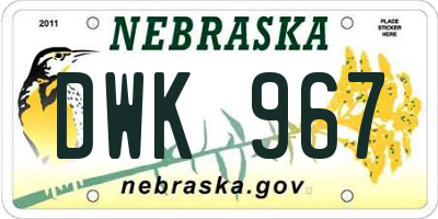 NE license plate DWK967