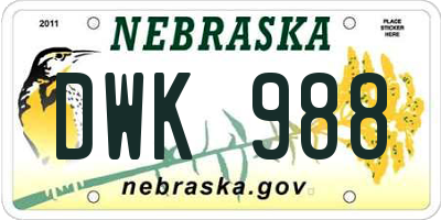 NE license plate DWK988