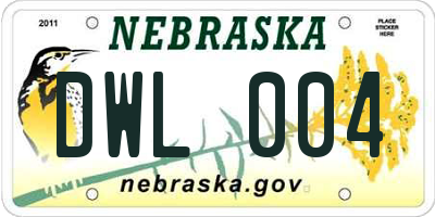 NE license plate DWL004
