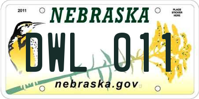 NE license plate DWL011