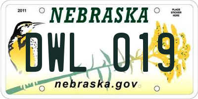 NE license plate DWL019