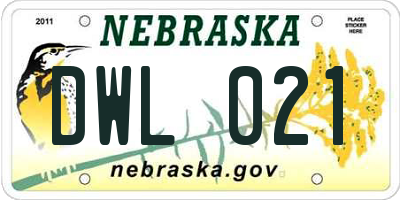 NE license plate DWL021