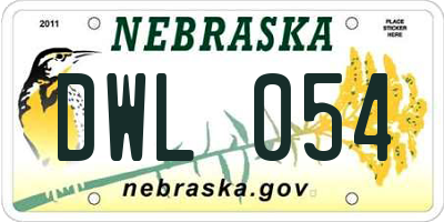 NE license plate DWL054