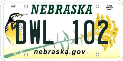 NE license plate DWL102