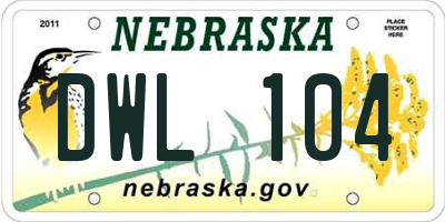 NE license plate DWL104