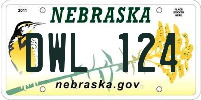 NE license plate DWL124